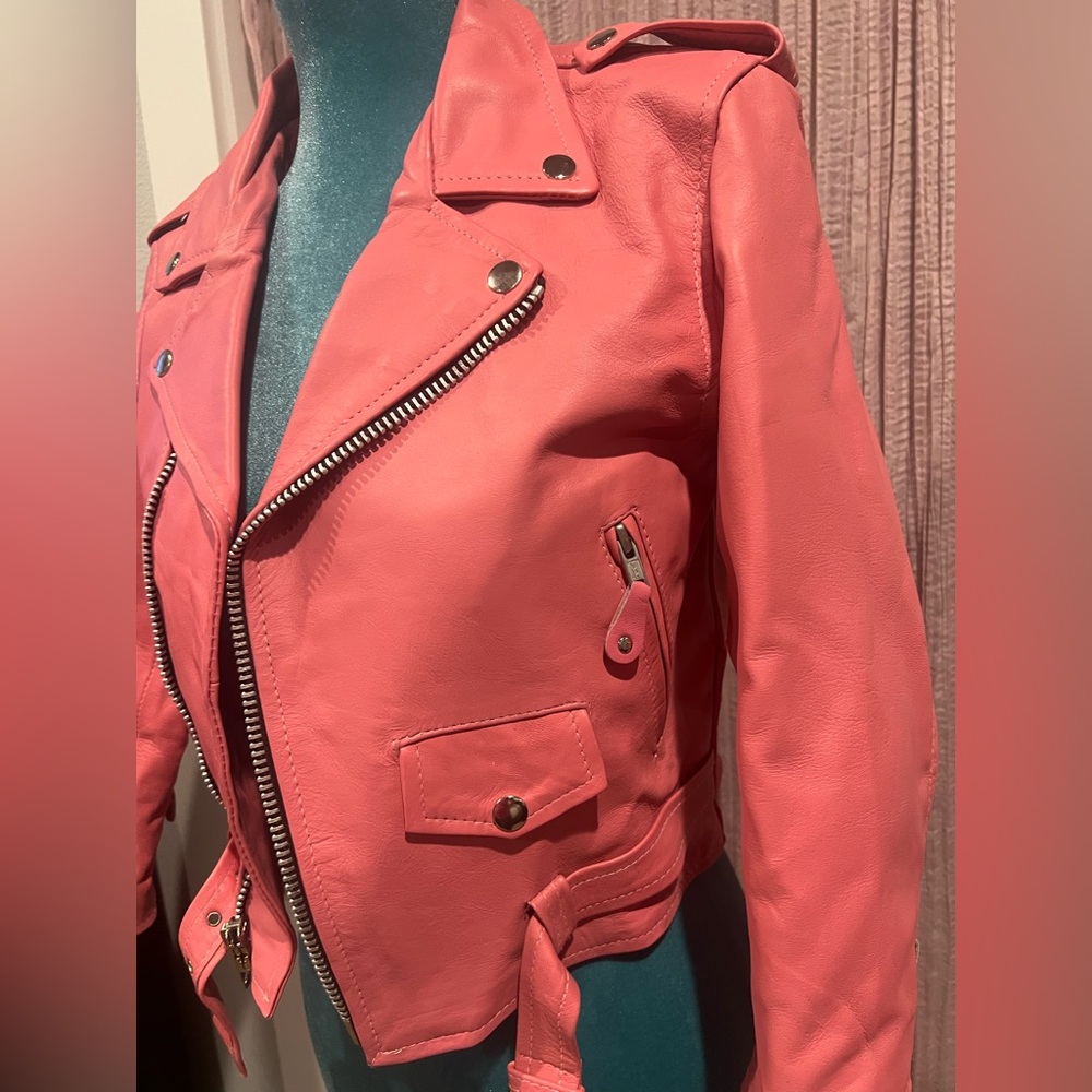 Chic Pink Kids Leather Jacket - Picture 5 of 9
